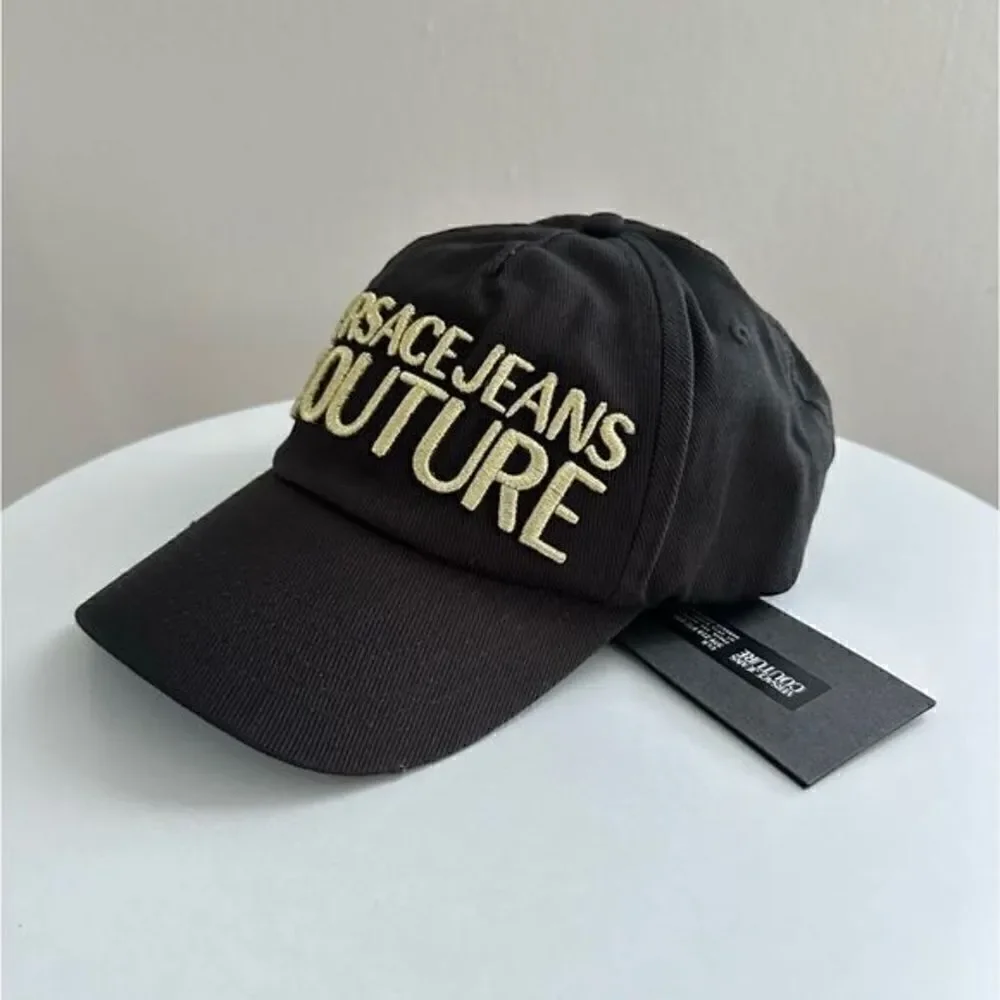 ⭕️ VERSACE JEANS Hat Cap Black Gold Designer Men’s